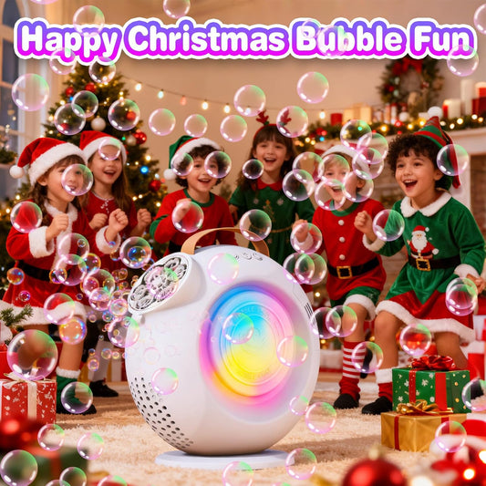 Bubble Machine, Automatic Bubble Maker Rechargeable, 15000+ Big Bubbles per Min, Colorful LED Lights, 90° 360° Rotatable Portable Electric Bubbles Toy for Kids Toddlers, Outdoor Wedding Party Gifts