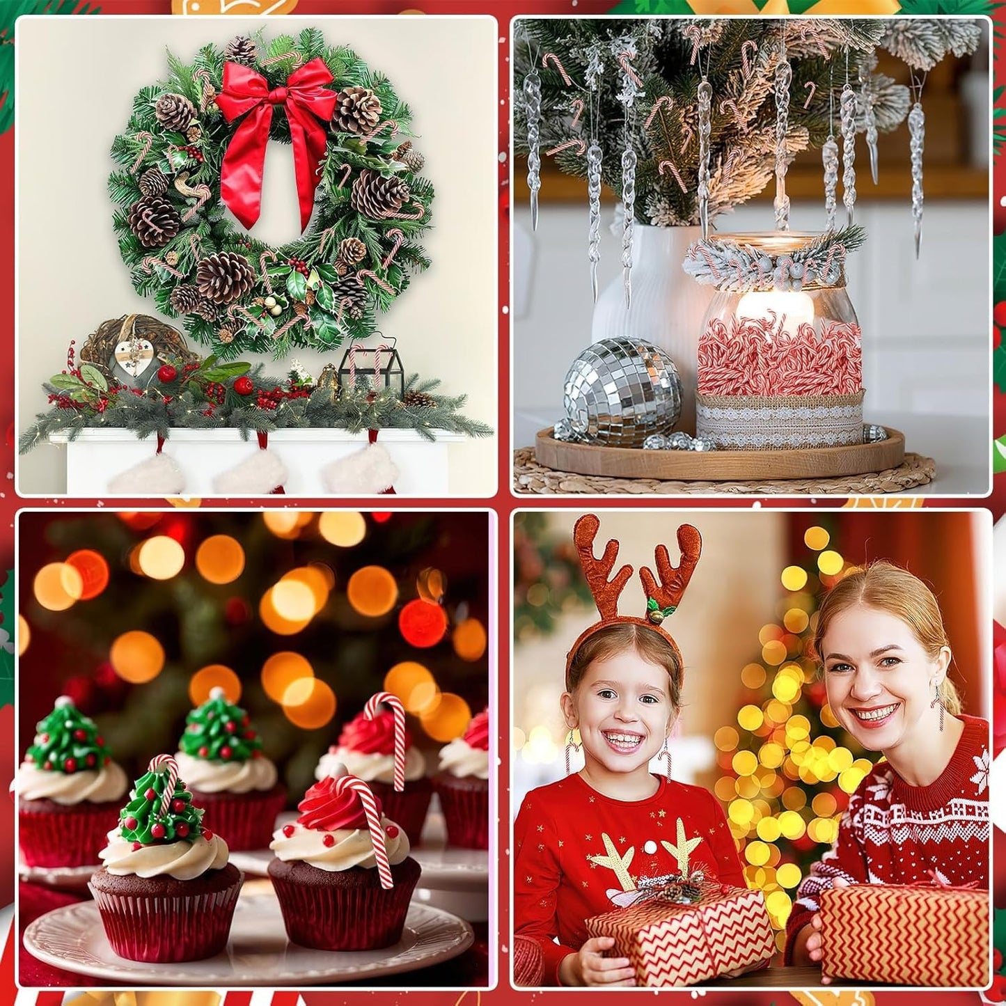 80pcs Mini Christmas Candy Canes,Small Fake Clay Candy Canes for Crafts Peppermint Ornaments Table Scatters Red and White Candy Vase Filler for Decorations Party Favors Supplies (1.9×0.7Inch)