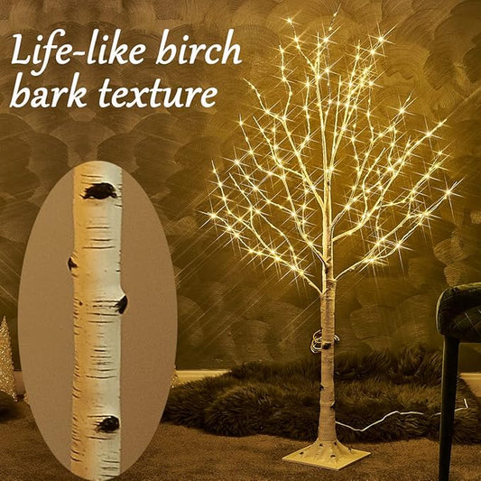 Fudios Lighted Birch Trees for Decoration 4FT Light up 200 LED Faux White Tree Plug in Artificial White Christmas Decor for Home Inside Xmas Wedding Party Gift Outdoor