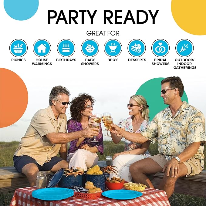 Exquisite Turquoise Paper Plates Disposable Heavy Duty 7 Inch Turquoise Disposable Plates For Party 100 Pcs Heavy Duty Paper Plate 350 GSM, Birthday Party Supplies Plate Set