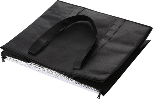 NZ home Insulated Cooler Bag and Food Warmer (XL Plus, 2 Pack) for Delivery & Grocery Shopping with Zippered Top, Black