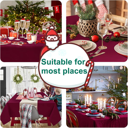 Hiasan Burgundy Rectangle Tablecloth - Waterproof and Spillproof Washable Fabric Table Cloth for Dining Room Kitchen Party and Outdoor, 70 x 120 Inch