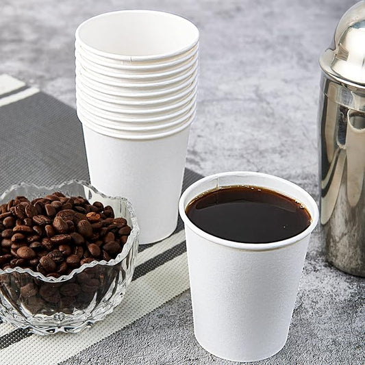 Turbo Bee 300Pack 8oz Paper Cups,Disposable Coffee Cup, White Paper Water Cups,Hot/Cold Beverage Drinking Cup for Party,Travel and Event