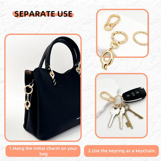Gold Bubble Heart Initial Bag Charms for Handbags – Cute Initial Letter Keychain for Women, Purse Charms, Gold Gift