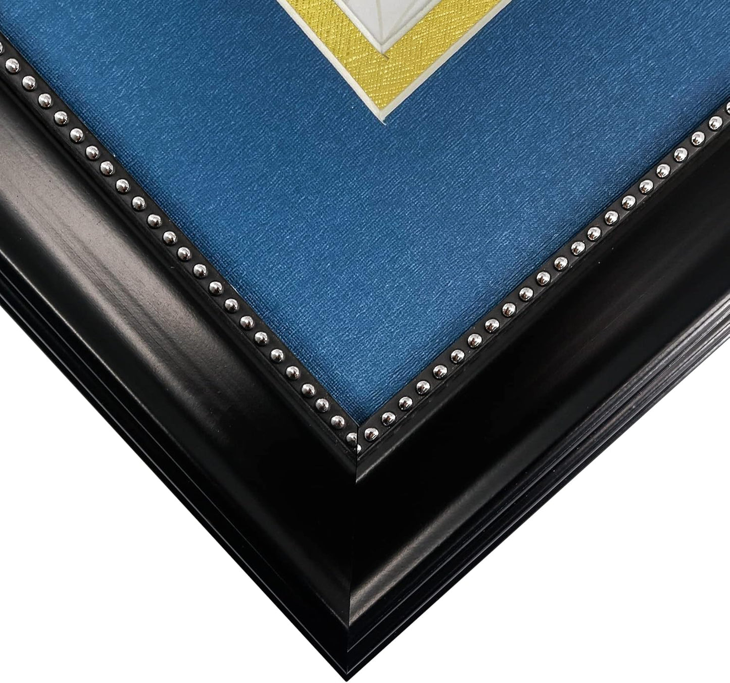 GraduationMall 11x22 Black Diploma Frame with Tassel Holder and Picture for 8.5x11 Certificate 5x7 Photo,Real Glass,Navy over Gold Mat