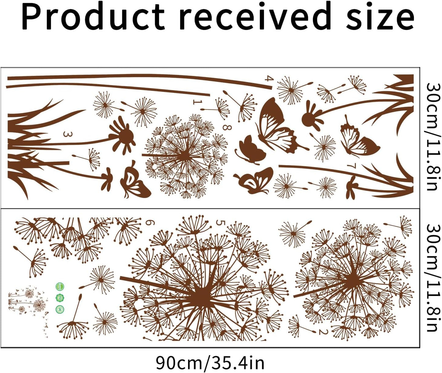 Supzone Dandelion Wall Stickers Flower Wall Decals Butterflies Flying Wall Decors Wall Art Stickers for Bedroom Living Room Sofa Backdrop TV Wall Decoration(Brown)