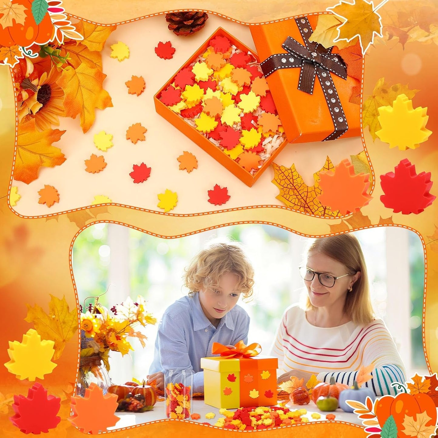 80pcs Mini Fall Maple Leaf Charms Polymer Clay Ornaments Fall Leaves Table Scatters Autumn Vase Filler for Thanksgiving Decoration Party Favors Arts Craft Supplies