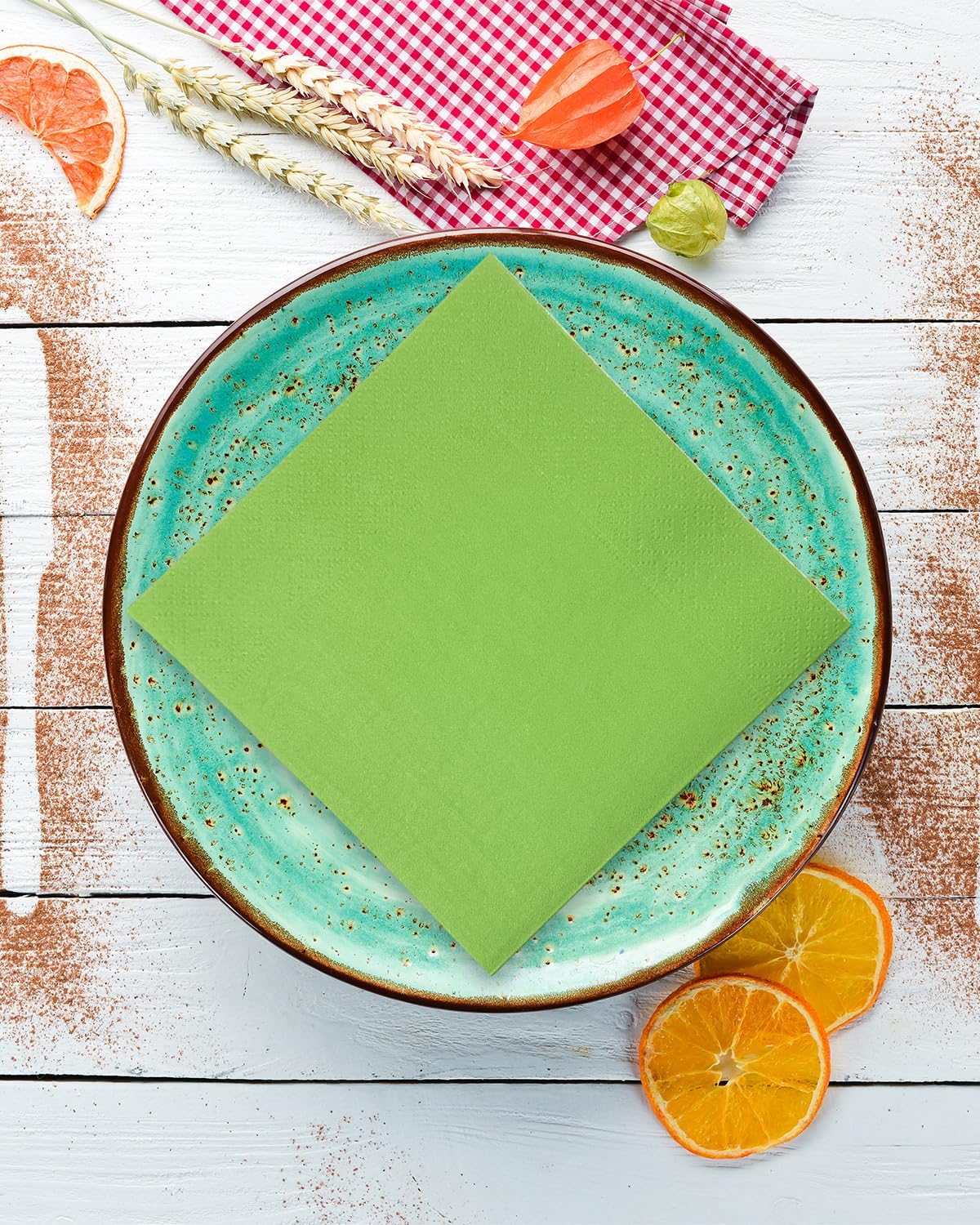 Pea Green Cocktail Napkins 5 * 5inch disposable Beverage Napkin paper for Cocktail, Wedding, Dinner,Birthday Party Dessert Wine Paper Napkins( 120 Count)
