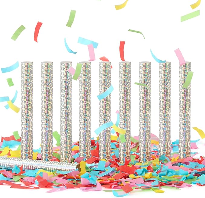 BATTIFE Confetti Wands, 7.8inch Confetti Shoot Poppers, Tissue Paper Flick Flutter Sticks for Wedding Celebrations, Anniversary, Birthday Parties, Colorful (40Pack)