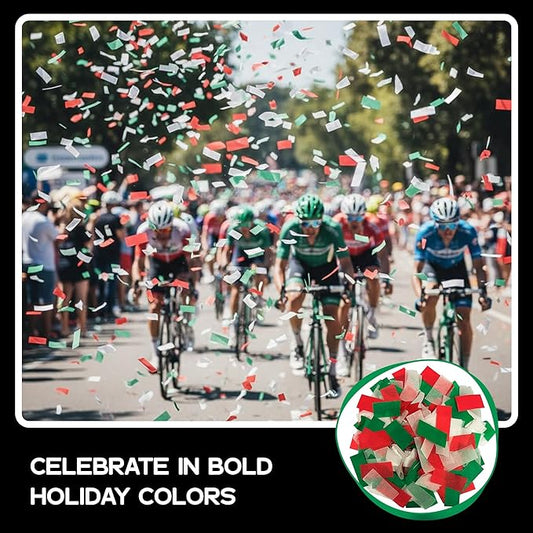 Ultimate Confetti - Red, White & Green Biodegradable Confetti - Rectangular Flame-Resistant and Slow-Falling Tissue Paper Confetti for Cannon and Launcher use – Best for Celebrations - 1 lb, 16 oz