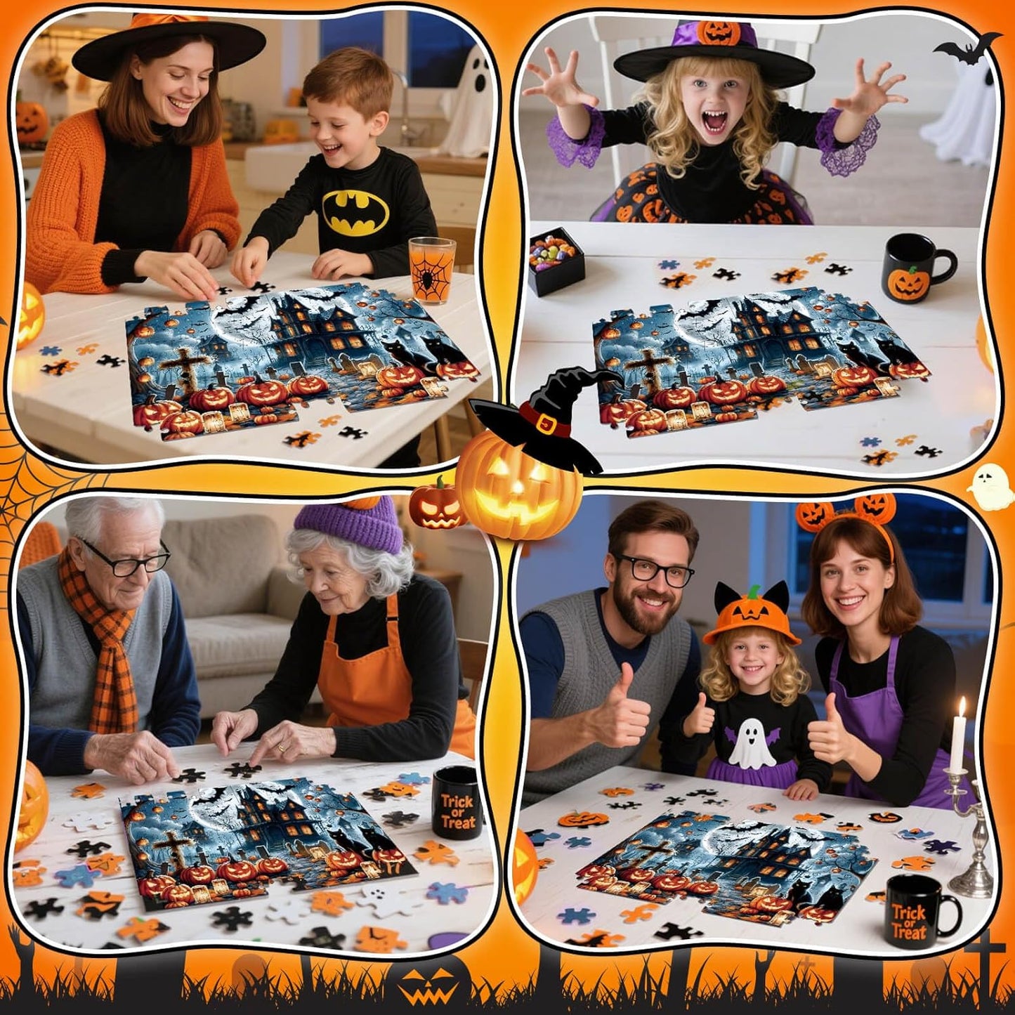 1000 Piece Halloween Puzzles for Adults Kids: Haunted House Mansion Puzzle Party Game Toy Gifts for 3+ Years Old Boys Girls Halloween Nightmare Before Christmas Jigsaw Puzzle for All Ages