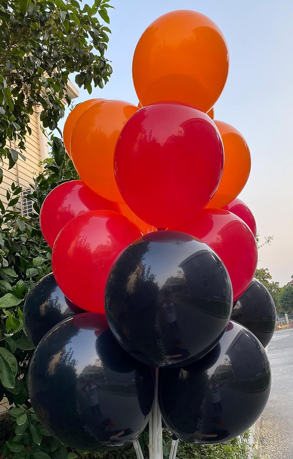 Black Orange Red Balloons 60 Pack – 12 Inch Latex Balloons for Halloween, Graduation, Birthday & Baby Shower Party Decorations
