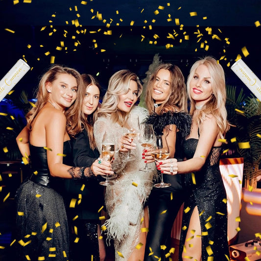 12" Gold Confetti Confetti Cannons - Party Poppers for Birthday Graduation Retirement Wedding New Year Celebrations - Easy to Use - Pack of 4
