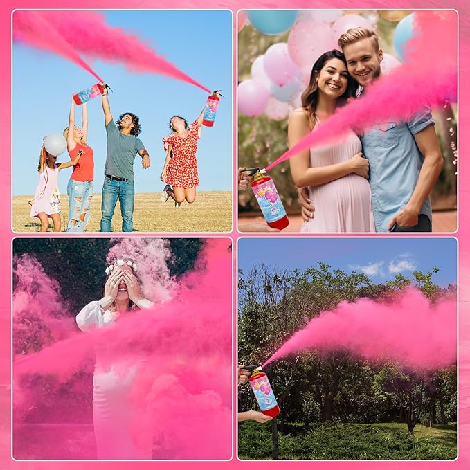 Gender Reveal Fire Extinguisher, 2 Pack Gender Reveal Ideas Gender Reveal Party Decorations Baby Girl Boy Reveal Party Ideas Gender Reveal Decor (Pink, Extra Large)