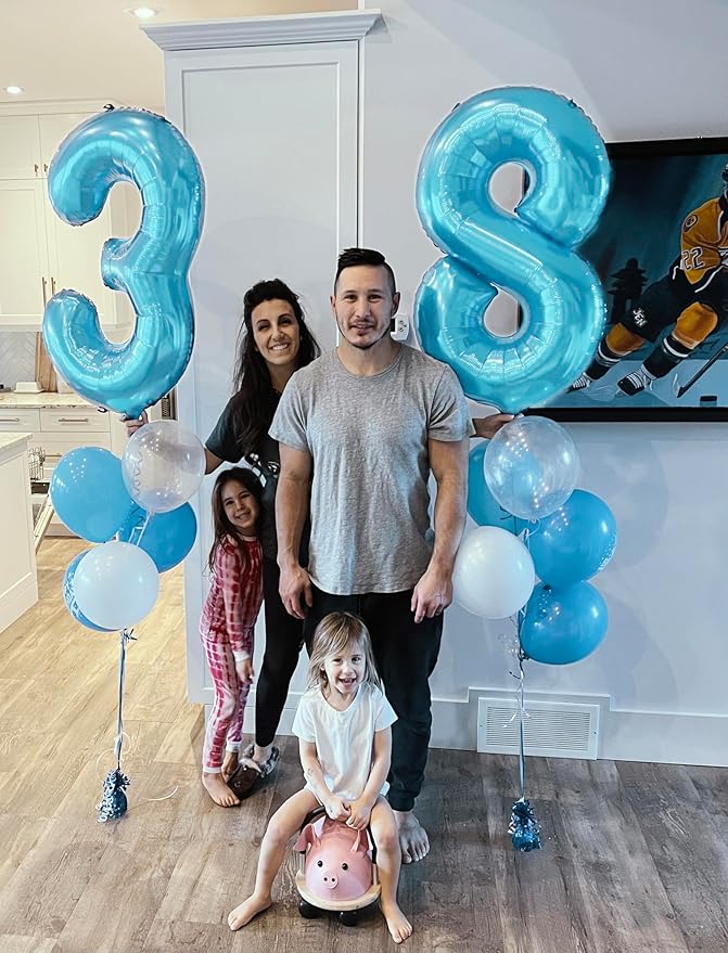 Pearlescent Blue 2 Balloon, Number Balloons 40 Inch, 2nd Balloon Number Birthday Decorations, Second Two Birthday Party Supplies, Number 2 Balloon