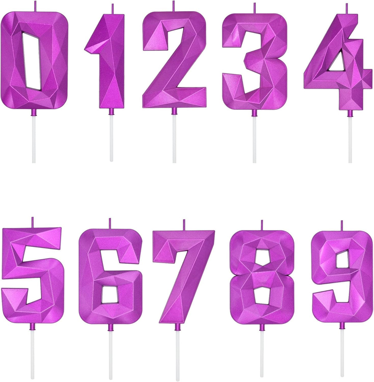DERVENTA Large Birthday Candle Number 3D Purple 3.7 inch Party Celebration Anniversary Decoration Cake Topper 1 Piece (Number 2 Purple)