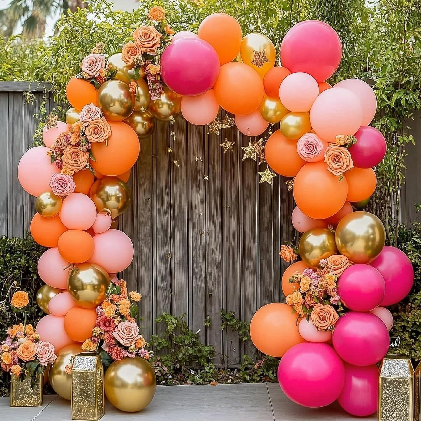 RUBFAC 129pcs Orange Balloons Different Sizes 18/12/10/5 Inches, Burnt Orange Fall Balloon Arch Kit Garland for Halloween Thanksgiving Party Baby Shower Birthday Decoration