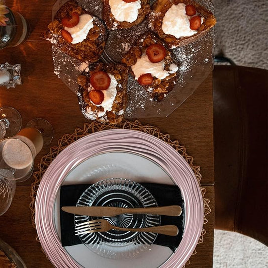 13 Inch Round Charger Plates, Set of 6, Dinner Chargers Bulk Wedding (Pink)