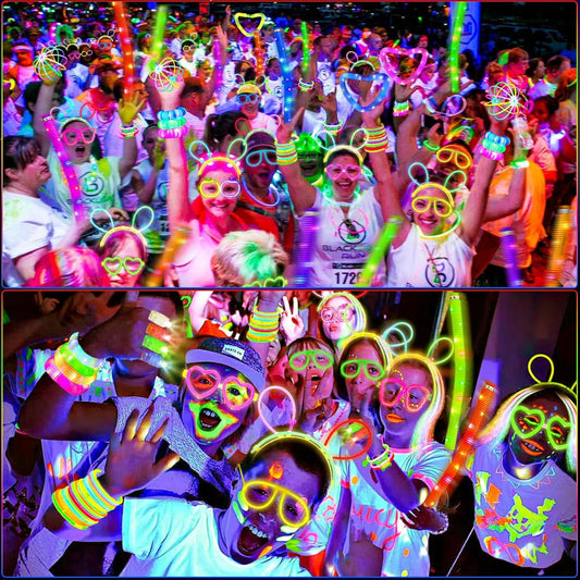 Halloween Party Supplies Glow in the Dark Party Favors for Adults Kids, 27 Carnival Accessories, 56 LED Light Up Toys Bulk, 100 Glow Sticks Party Pack, Neon Party Supplies & Decorations