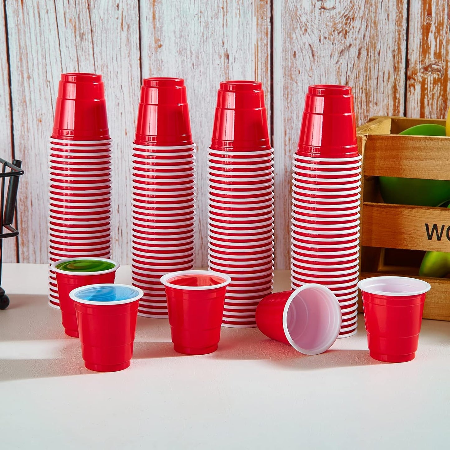 Lilymicky 1080 PACK 2 oz Plastic Shot Glasses, Mini Red Disposable Shot Cups for Parties, Carnivals, and Any Events