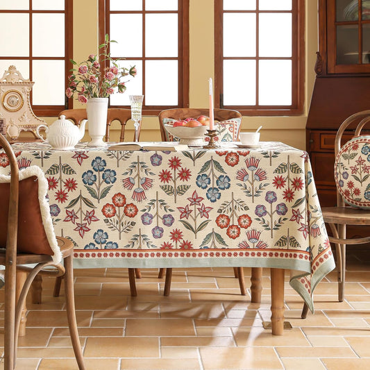 French Linen Square Tablecloth,Vintage Colorful Multiple Prints Soft and Durable Tablecloths,Decor Table Cover for Kitchen,Dining,Tea Party,Thanksgiving,Christmas,67"*67"-Lohi