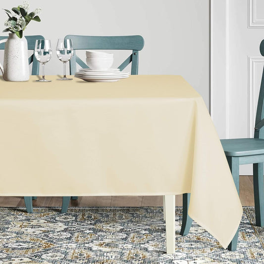 sancua Square Tablecloth - 60 x 60 Inch - Water Resistant Spill Proof Washable Polyester Table Cloth, Decorative Fabric Table Cover for Dining Tables, Buffet Parties and Camping, Beige