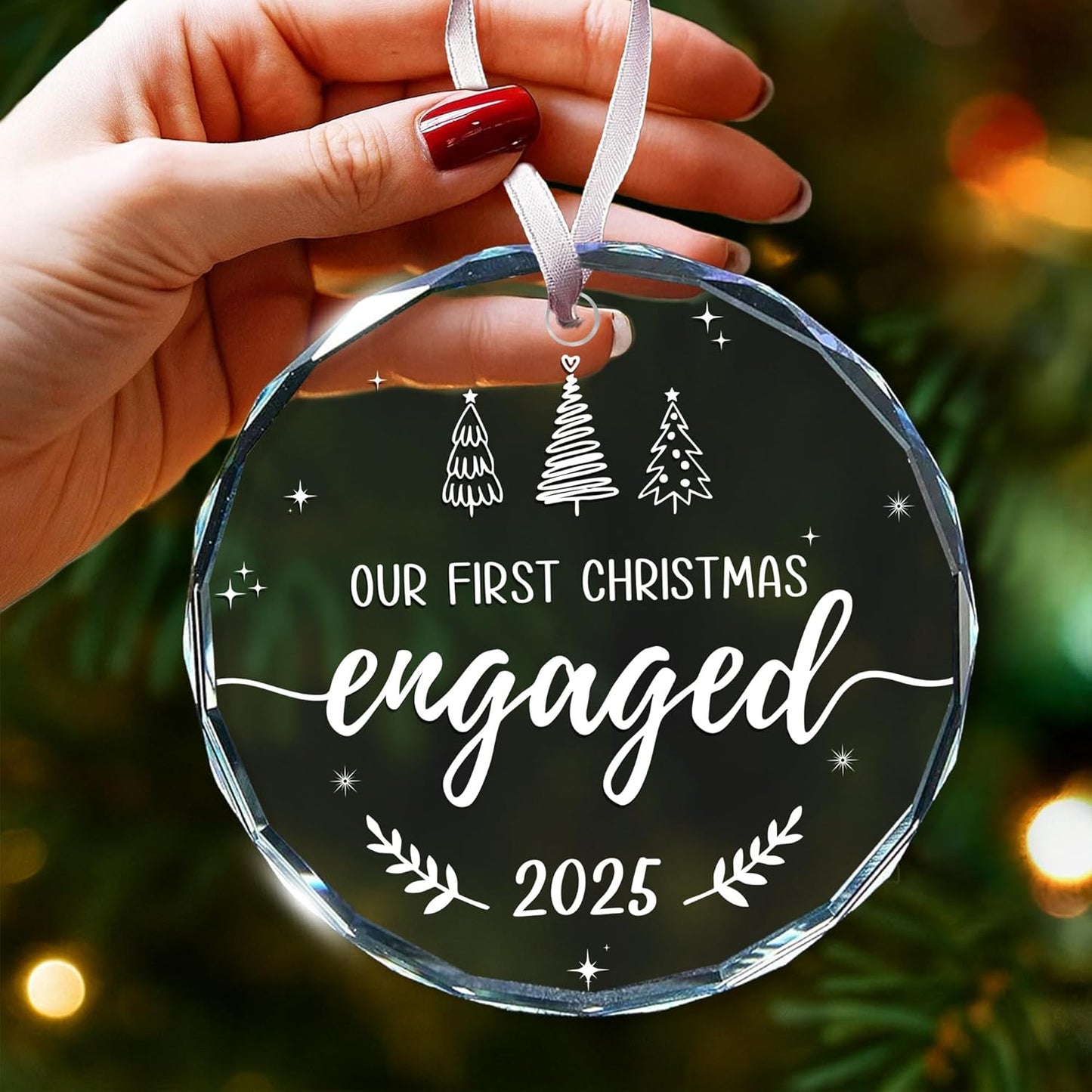 First Christmas Engaged Ornament 2025 - Ideal Engagement Gift for Couples, Unique Bride to Be Gifts, Just Engaged 2025 Ornament, Cool Engagement Presents, Celebrating Our First Christmas Ornaments
