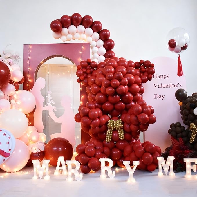 412pcs Ruby Red Balloon Arch Kit,18 12 10 5 Inch Different Sizes Matte Latex Balloons for Valentine's Day Graduation Wedding Christmas Birthday Party Decorations