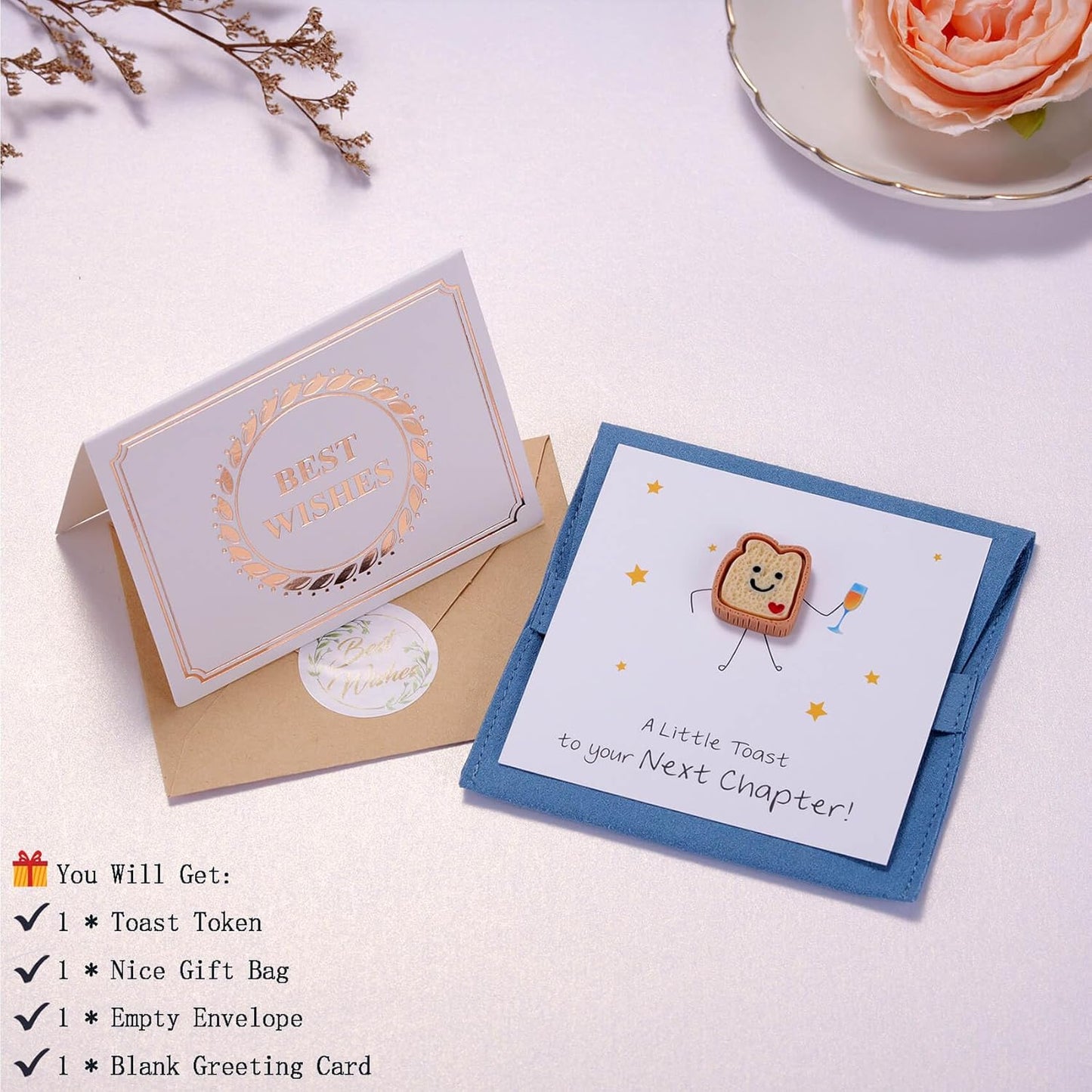 Funny NEXT CHAPTER Toast Token Gift for Women - Graduation, New Job, Divorce, College Fresh Start Gift for Her, Coworker Leaving Card Colleague Gifts, Novelty New Beginnings Keepsake