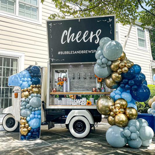 Navy Blue Gold Balloons, 12 Inch Dusty Light Blue Golden Latex Balloon Set for Boys Birthday Winter Wonderland Wedding Baby Shower Party Decorations