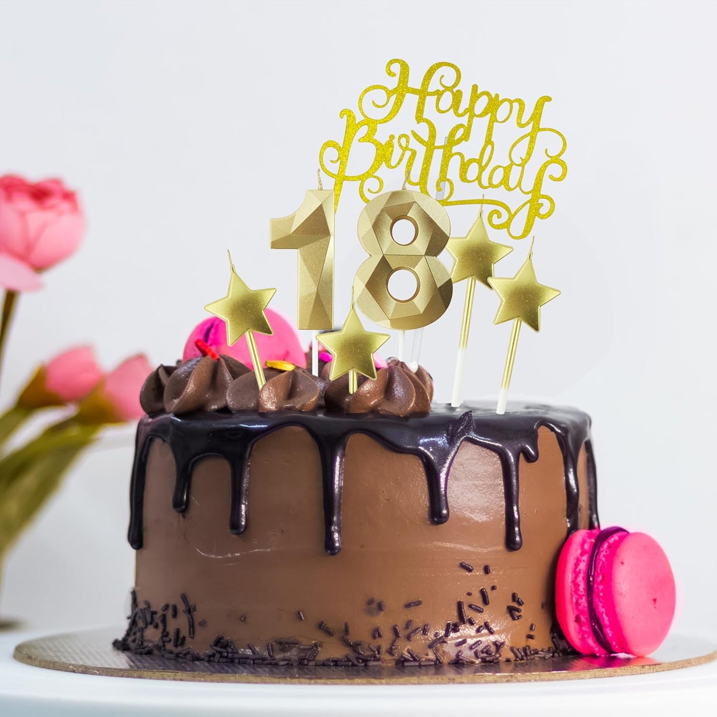 Golden Number 25 Birthday Candles and Star Birthday Candles 2.76 inch Birthday Cake Candles 3D Diamond Shaped Candles are Suitable for Birthday Parties and Anniversary Cake Decorations Candles