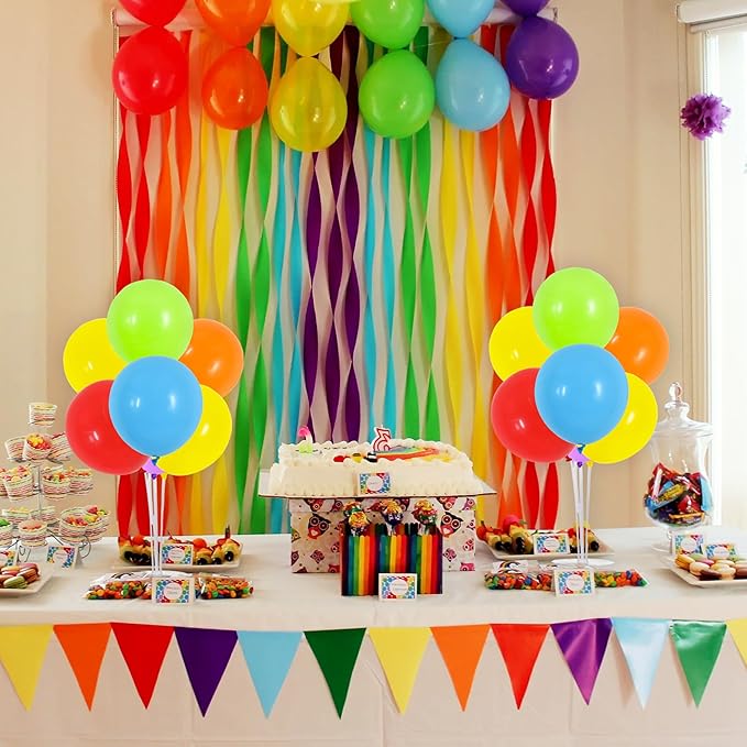 TONIFUL 4 Set Colourful Balloon Centerpieces for Table,Balloons Stand Kit for Rainbow Party Centerpieces Table Decorations,Birthday Decorations,Easter,Fiesta Mexican Themed Taco Decoration