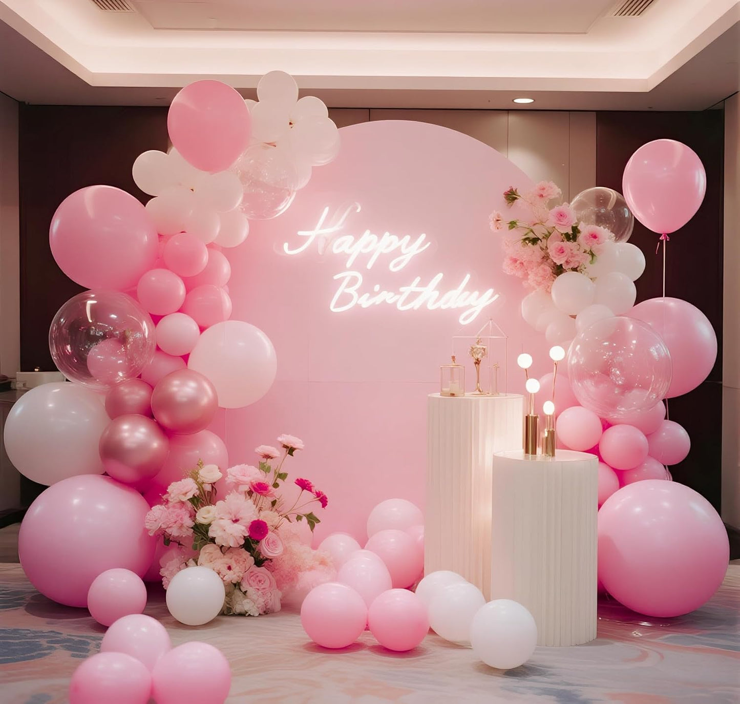 Pink Balloons 145pcs Different Sizes 5in 10in 12in 18in Pink Round Latex Balloon Helium Arch Kit Garland for Wedding Valentines Day Baby Shower Birthday Party Decoration