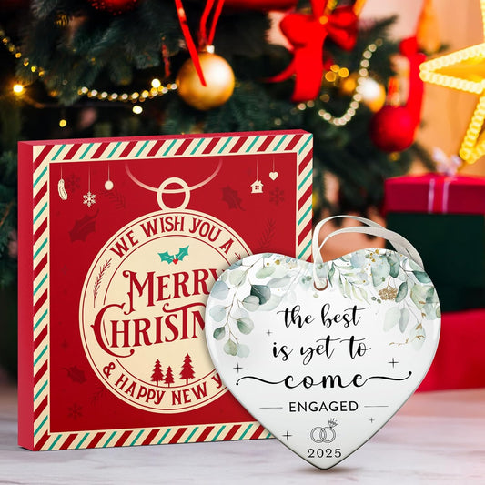 Engagement Gifts for Couples - Engagement Gifts for Women, Her, Fiance, Friends - Engaged Ornament 2025 - Unique Bride to Be Gift, First Christmas Engaged Ornament for 2025 Celebration