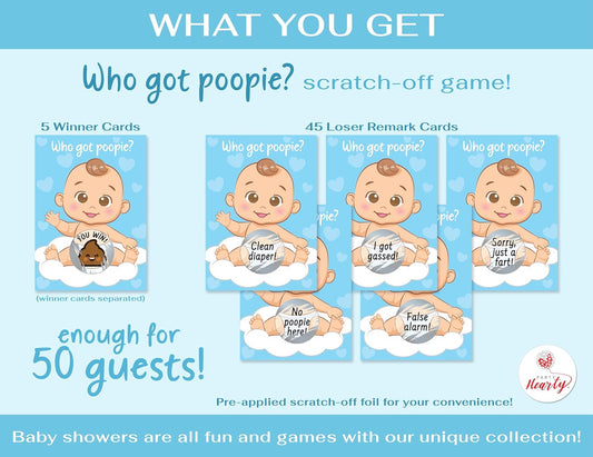 Party Hearty Delightful Baby Shower Fun - 50 Hilarious Poopie Scratch-Offs - Ideal for All Genders