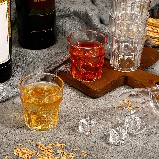 Tioncy 50 Pcs Acrylic Drinking Glasses 4.5 oz Small Whiskey Glass Clear Shot Glasses Bulk Unbreakable Stackable Mixed Drinkware Mini Beer Mug for Oktoberfest Drinking Bars Wine Vodka
