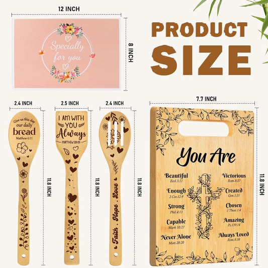 Christian Gifts for Women Birthday Christmas, Inspirational Religious Gifts for Friend Sister Mom Christian Cutting Board Set with Prayers, Religious Spiritual Birthday Gift for Her Women - You Are