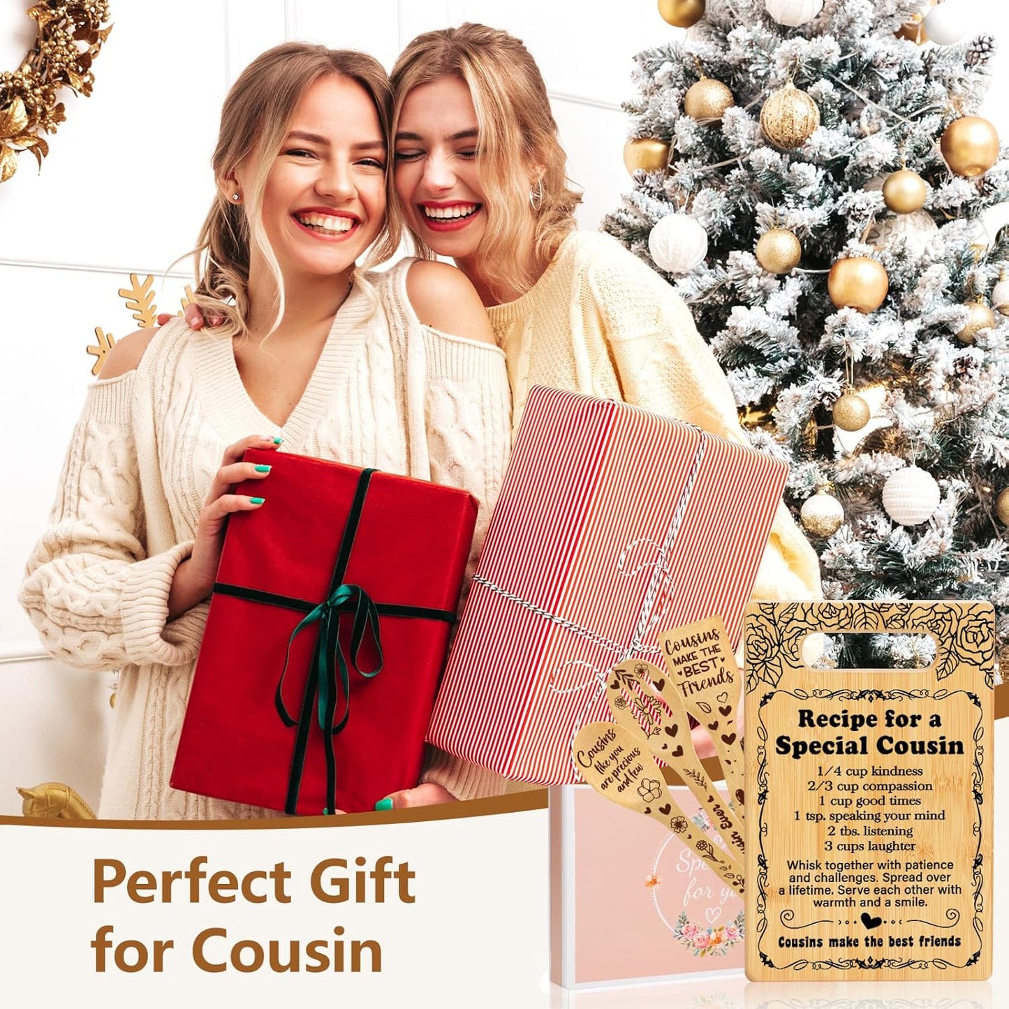 Cousin Gifts for Women Christmas, Birthday Gift for Cousin Women Cutting Board Set, Thank You Gifts Christmas Gifts Wedding Gifts for Cousin from Sister Brother