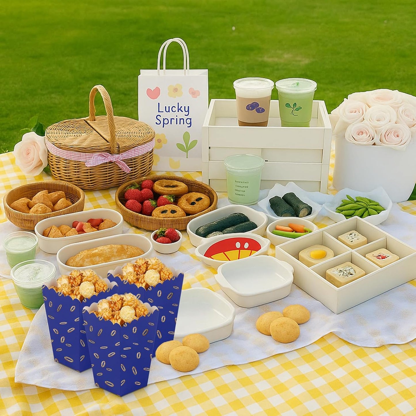 24Pcs Party paper Popcorn Box, Anime Popcorn Box Mini Disposable Popcorn Cup, Snack Candy Fries Container, Apply to Weddings Movie Night Birthdays Halloween Christmas Family Graduation Parties