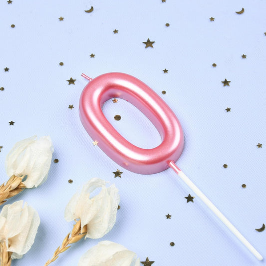 PHD CAKE 2.76 inch Classical Pink 0 Number Birthday Candles, Pink Number Candles, Cake Number Candles, Party Celebration
