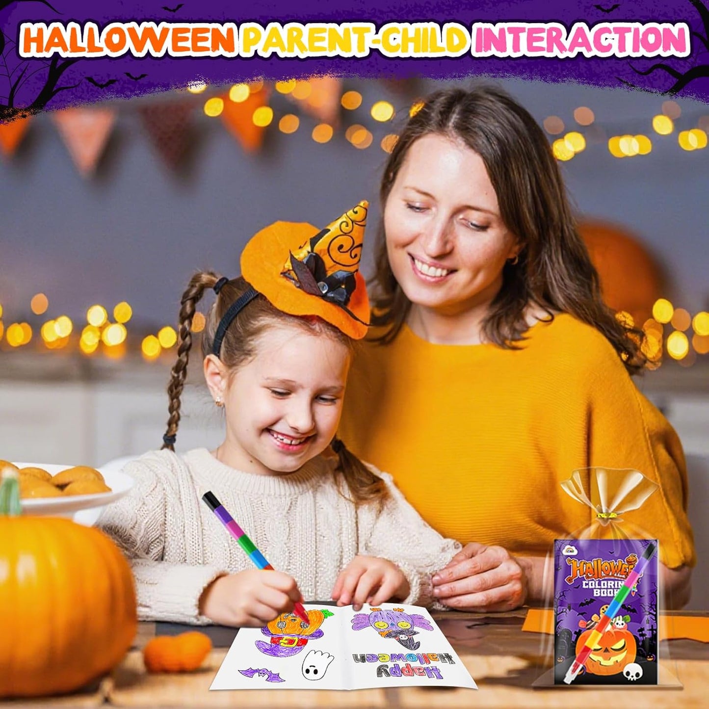 ZMLM 24 Coloring Books for Kids Party Favors: Bulk 24 Crayons Mini Coloring Books for Kids Ages 4-8 Birthday Goodie Bags Stuffers Toddlers Return Gifts Classroom Prizes Teacher Crafts (Halloween)