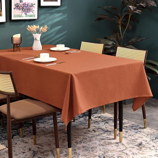 BALCONY & FALCON Rectangle Table Cloth – Waterproof, Wrinkle-Resistant & Dust-Proof Farmhouse Tablecloth for Dining, Kitchen, Party Decorations, Fall Thanksgiving Gatherings (Cinnamon, 55" x 71")
