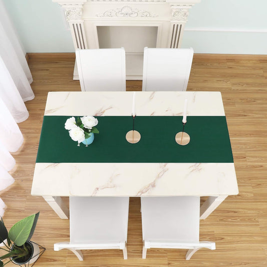 Kelly Green Table Runner 14X108 Inch Solid Color Thick Polyester Decorative Cloth Handcrafted for Wedding Party Birthday Graduations Hotel Restaurant Banquet Catering Services Event Forest Green