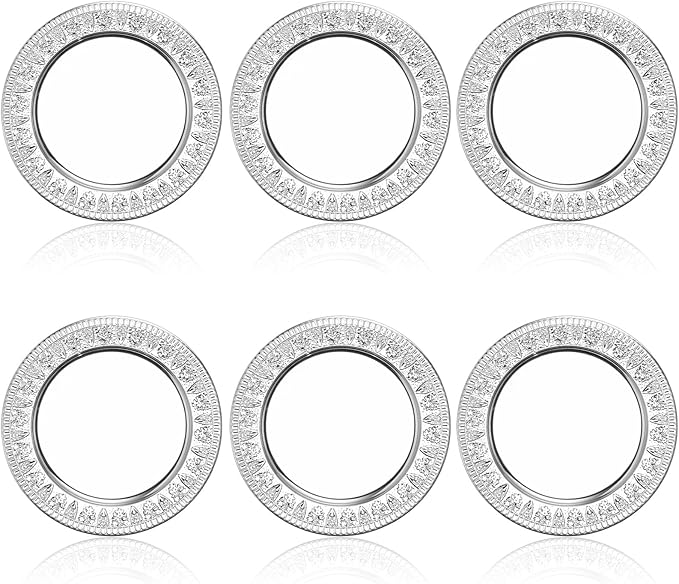 ZENFUN 6 Pack 12" Stainless Steel Charger Plates, Round Metal Plates with Flower Pattern, Large Serving Camping Plates for Home Kichten, Banquets, Parties, Restaurants