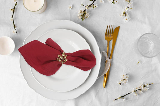 ANA Cloth Napkins Set of 12 (17.5x17.5) inch 100% Cotton Dinner Napkin Washable Hotel Quality Reusable Kitchen & Table Linen for Fall Thanksgiving Family Dinners Weddings & Everyday Use - Burgundy