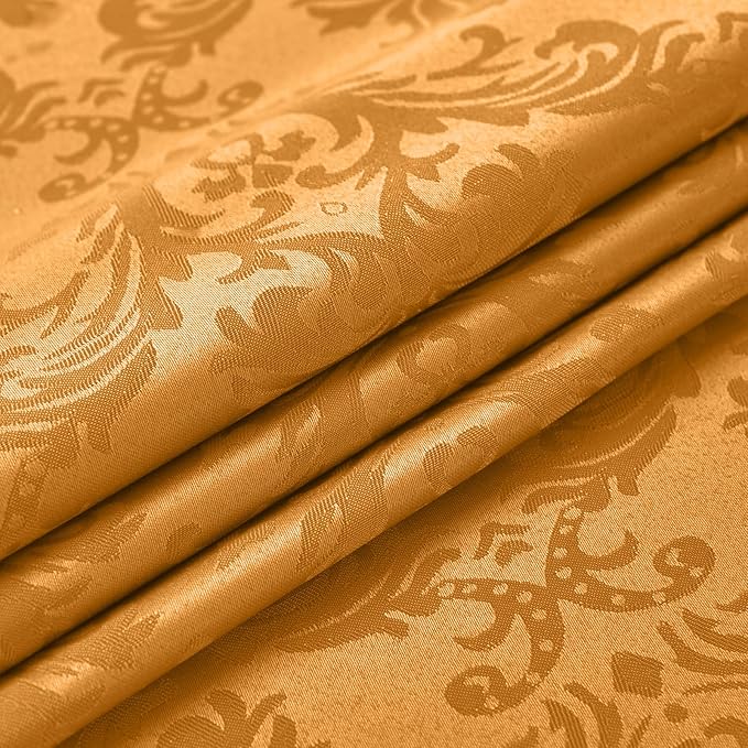 SASTYBALE Amber Rectangle Jacquard Tablecloth, Spill Wrinkle Proof Damask Table Cloth for Rectangle Tables, Rectangular Harvest Fall Inddor Outdoor Tablecloths, 52 x 70 Inch Amber