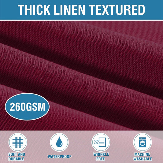 H.VERSAILTEX Linen Textured Table Cloths Round 70 Inch Premium Solid Tablecloth Spill-Proof Waterproof Table Cover for Dining Buffet Feature Extra Soft and Thick Fabric Wrinkle Free, Christmas Red