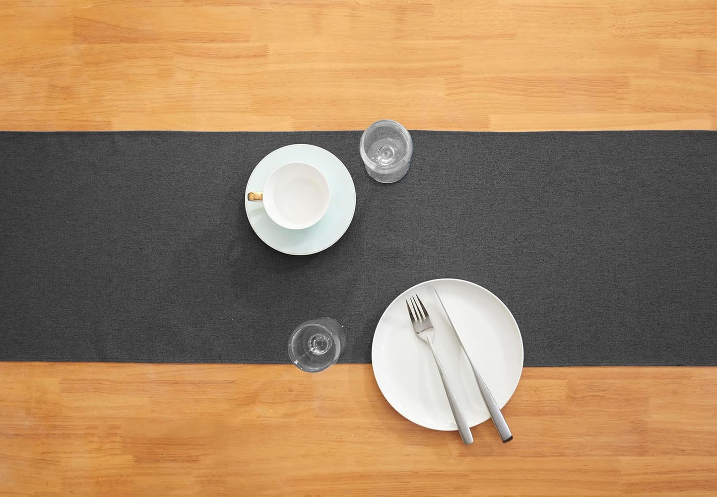Black Grey Table Runner 13x36 Inches Long, Cotton Linen Farmhouse Style Seasonal Dresser Scarf for Kitchen Dining Coffee Table Parties Wedding Home Decor (13” x 36”, Black Grey)