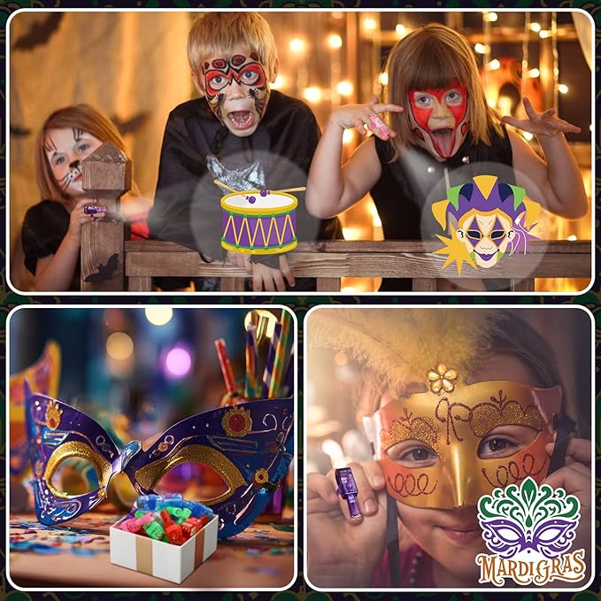 Tuanse 36 Pcs Mardi Gras Throws Bulk Mardi Gras Gifts Finger Lights for Kids Light up Carnival Finger Lights Party Favors for Carnival Celebration Party Supplies Parades Classroom Rewards Decor