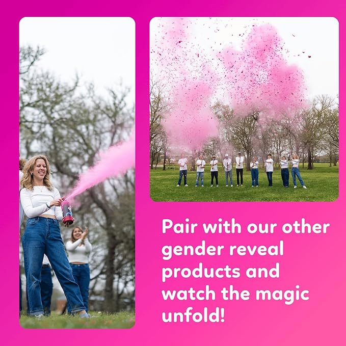 Pink Baby Gender Reveal Fire Extinguisher Smoke Bombs Powder Cannon Gold | 1 Pink | Fireworks Alternative | Biodegradable | Decorations for Photoshoots, Celebrations, Parties | TUR Party Supplies
